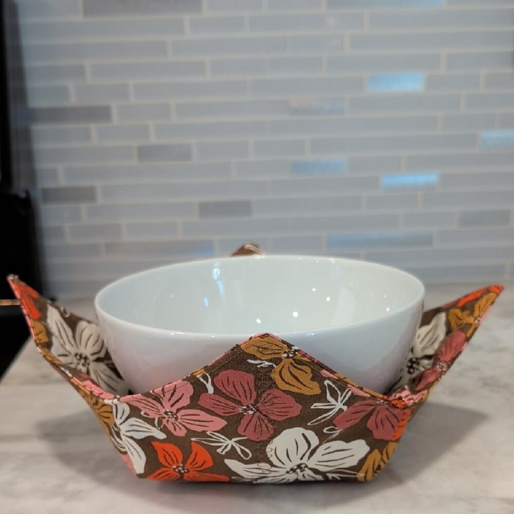 Floral Bowl Cozy | Microwave Safe Soup Holder | Handmade Gift
